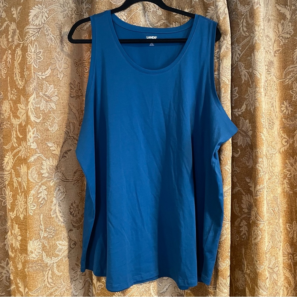 Land's End Woman's 100% Cotton Tank Cobalt Blue 3x 24W 26W